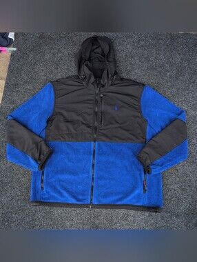 Vtg Polo Ralph Lauren Jacket Mens Extra Large Black Blue Polartec Fleece Denali